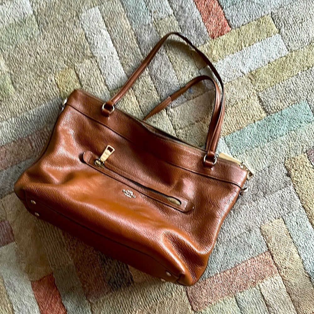 Authentic brown leather Coach purse shoulder bag